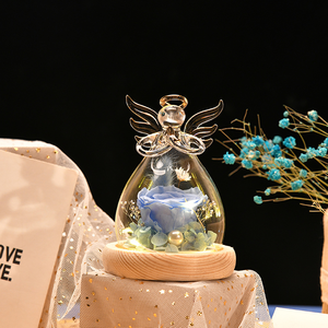 Miroir éternel avec lumière LED, rose et <span class=keywords><strong>hortensia</strong></span> séchés et préservés sous cloche en verre, pour la Saint-Valentin, la fête des mères, un mariage, boîte cadeau - Product Image 6