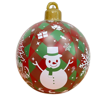 Boule de Noël gonflable de 60 cm en PVC, décoration de Noël géante pour l'extérieur, avec impression de bonhomme de neige et de renne, ornement suspendu