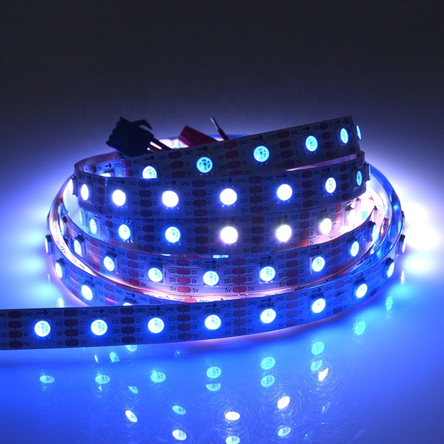 Addressable RGB LED Strip HD107S 60LED/m 5V Flexible Pixel Light Tape Double Data Transmission for Smart Lighting Solutions