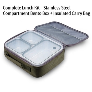 Récipient alimentaire modulaire en plastique sans BPA Boîte <span class=keywords><strong>de</strong></span> séparation détachable Boîte à bento avec couvercle scellé et sac <span class=keywords><strong>isolé</strong></span> pour l'école et le bureau - Product Image 5