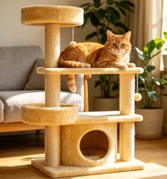 Arbre à chat multi-niveaux avec condo et échelle pour chats d'intérieur, vente en gros, OEM, logo personnalisé, marque privée, fournisseur pour animaux de compagnie, commande en gros, MOQ
