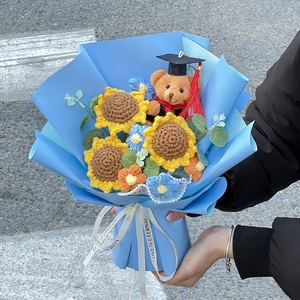 ช่อดอกไม้งานแฮนด์เมดสำหรับวันครูงานถักโครเชต์สำหรับเป็นของขวัญสำหรับเด็กผู้หญิง - Product Image 2