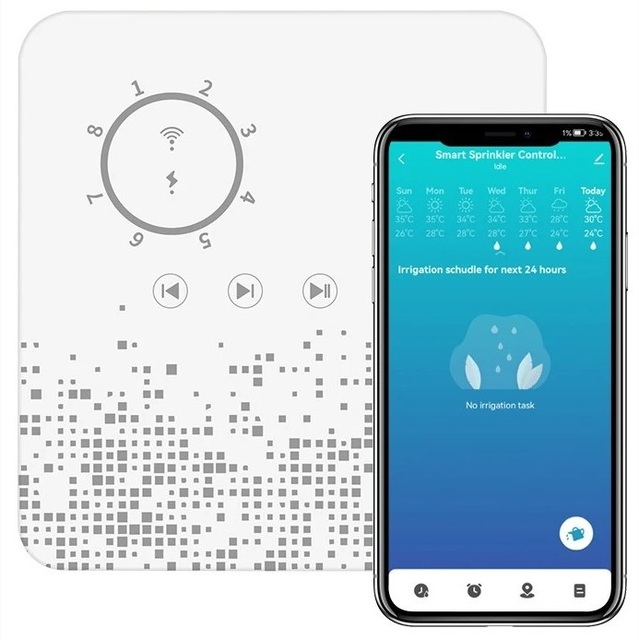 AGSHOME 8 Zone Smart Wi-Fi Sprinkler Controller App Control TUYA APP Compatible Supports Rain Sensor Pump Control Irrigation