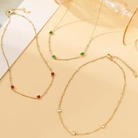 Parure de bijoux vintage en acier inoxydable plaqué or 18 carats étincelant vert rouge blanc pendentif collier bracelet parure cadeau