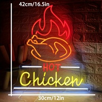 Letrero de Neón "Hot Chicken" de Neonawall, Luz Decorativa LED para Pared, para Restaurantes de Comida Rápida, Tiendas de Pollo Frito y Cocinas