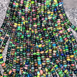 ลูกปัดโอปอลไฟเอธิโอเปียสีดำธรรมชาติ Trimurti Gems ขนาด 3-6 มม. |   สร้อยคอประดับพลอยหลวมที่ได้รับการรับรองจากผู้ที่ไม่ใช่ฝ่ายใด - Product Image 4