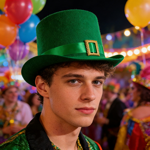 Sombrero de San Patricio <span class=keywords><strong>Verde</strong></span> Pafu, Sombrero Irlandés, Sombrero Plano con Trébol para el Día Nacional Irlandés, Unisex para Adultos, Sombreros de Trébol para Carnaval - Product Image 1