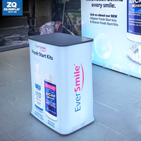 Structure de stand portable à tension rapide pour bannière en tissu, avec éclairage, comptoir de réception pop-up, pour promotion de marque mobile