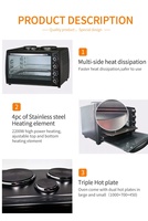 Four à convection 63L, friteuse à air chaud, four grille-pain, four à pizza électrique rotatif, 2 plaques chauffantes, pour camping-car et usage domestique, support français