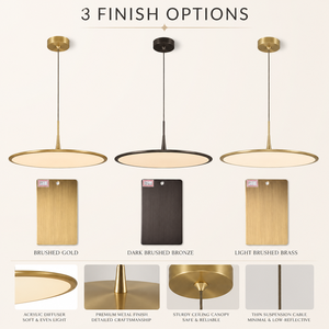 Modern Minimalist Disc Pendant Light <b>LED</b> Acrylic <b>Diffuser</b> Brushed Metal Ceiling Hanging Lamp Custom OEM ODM <b>lighting</b> factory - Product Image 5