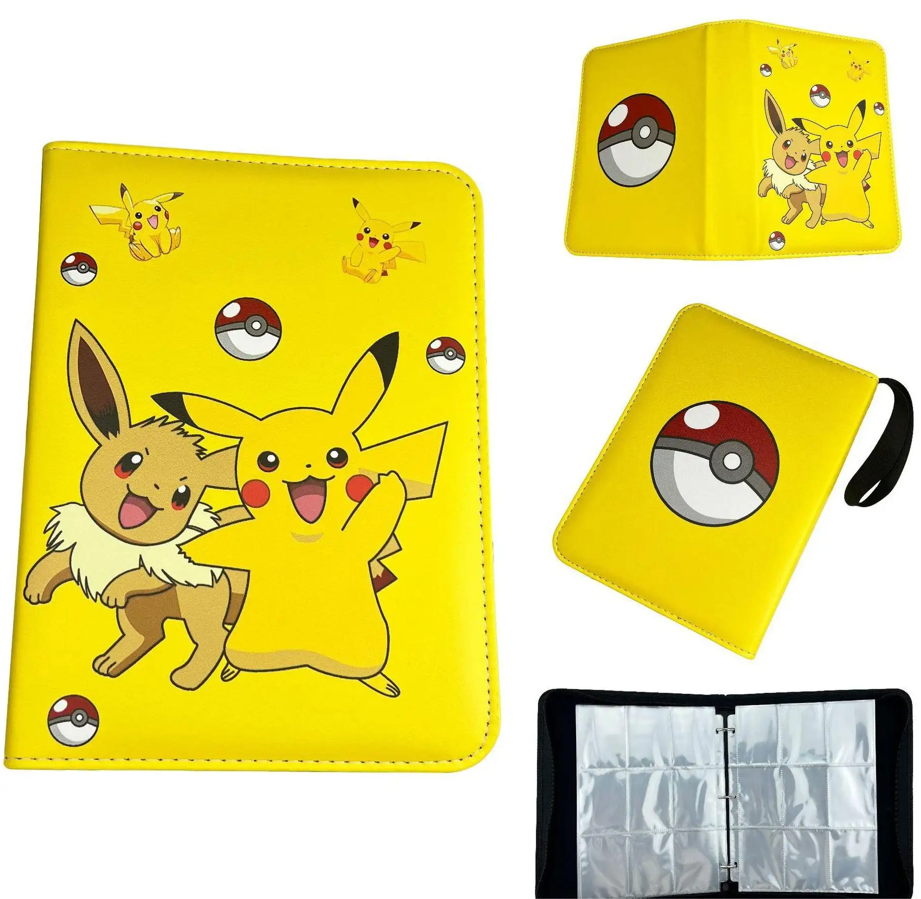 Vente en gros de sacs de cartes étanches en PU Pikachu 400 pièces Pokman pour enfants