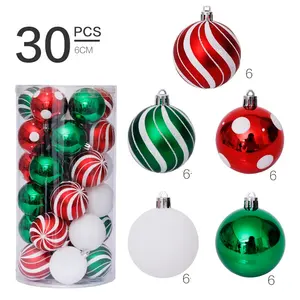 Ornements d'arbre de boule PET incassable vert rouge blanc de Noël vente en gros