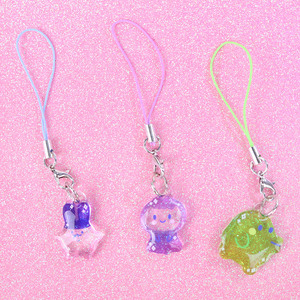 Tùy Chỉnh Hai Mặt UV In Epoxy Acrylic Điện Thoại Keychain Long Lanh Bột Nhựa Phim Hoạt Hình Phong Cách Điện Thoại Quyến Rũ Với Dây Đeo Đầy Màu Sắc - Product Image 5