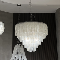 Lustre en forme de coquille fantaisie française, luminaire suspendu réglable en hauteur, lampe de plafond LED de luxe pour salon, salle à manger