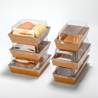 Boîtes Rectangulaires Personnalisées en Papier et Plastique avec Couvercle Transparent pour Desserts, Gâteaux et Snacks