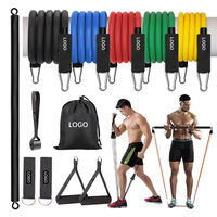 YX Juego de Bandas de Resistencia de Látex de Alta Calidad para Yoga y Gimnasio, 11 Piezas, 1.2m, Portátiles para Ejercicios de Fitness