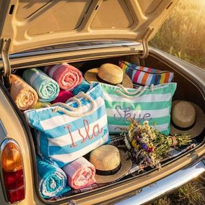 Sac fourre-tout en toile personnalisable, moderne, grande capacité, pour la plage, les voyages et le shopping, avec fermeture éclair - Product Image 5