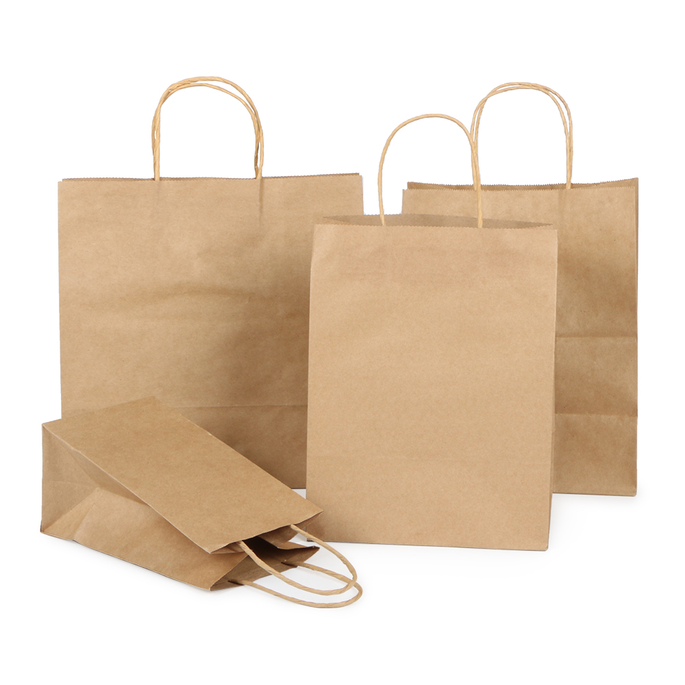 Disposable Custom Fast Food Kraft Paper Packaging Bags Custom Print With Your Own Logo