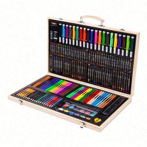 Custom Logo <b>Wooden</b> Kids <b>Stationery</b> Gift <b>Set</b> Including Crayon and Drawing <b>Set</b> in Stylish <b>Wooden</b> <b>Box</b> - Product Image 1