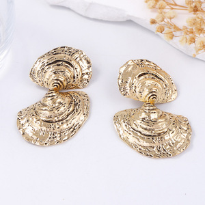 Boucles d'oreilles rétro tendance lumière luxe alliage double coquille pendentif plage vacances accessoires boucles d'oreilles - Product Image 6