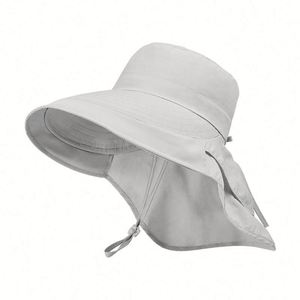 Women's UV Neck Protection Summer Sun Bucket <b>Hat</b> Foldable Waterproof Wide Brim Gardening Hiking Bucket <b>Hat</b> With Ponytail - Product Image 3