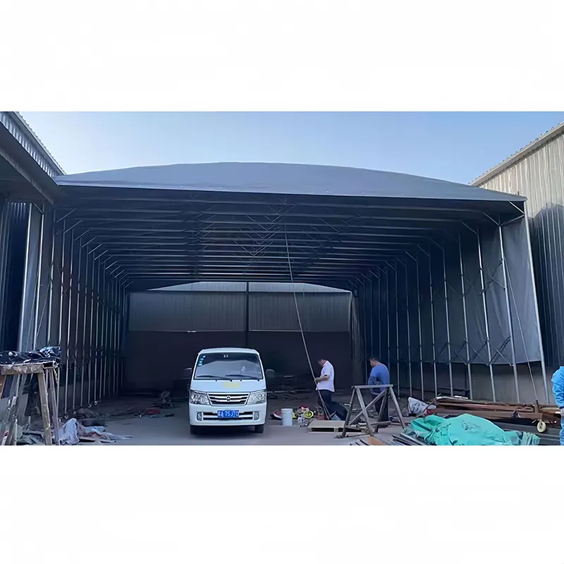 Customized Outdoor Storage Canopy Moved Easy Stretching Sliding Push And Pull Large Folding Tent of car parking factory tent