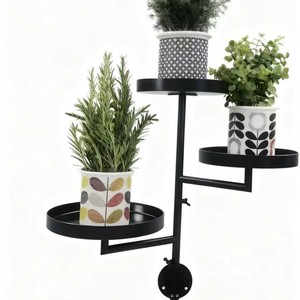 Soporte de Pared para Plantas de 3 Niveles, Soporte Metálico Circular Negro, Estante Decorativo Multifuncional para Flores de Interior - Product Image 5