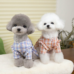 ชุดเดรสสองขาสำหรับสุนัขและแมวใหม่เสื้อผ้าลายสก๊อตสำหรับสัตว์เลี้ยง - Product Image 3