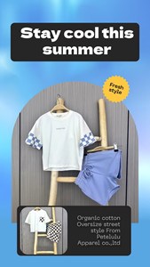 Vêtements pour enfants en coton biologique 95% et élasthanne 5%, ensembles de vêtements tendance pour garçons, ceinture de sécurité, vêtements d'été pour bébés - Product Image 6