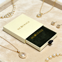 Pochette à bijoux personnalisée avec logo estampé or, enveloppe olive, avec boîte d'emballage élégante