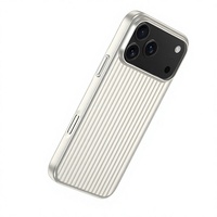 Coque de téléphone magnétique ondulée pour iPhone 17 Pro Max, style titane, protection antichute, compatible charge sans fil