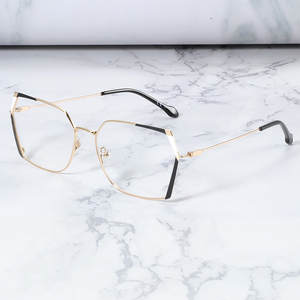 Logotipo personalizado polígono y estilo irregular lentes de resina metal mujer monturas gafas ópticas gafas - Product Image 3