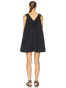 Robe de nuit élégante en dentelle à volants, style vintage, respirante, mini, noire, sans manches, pour femmes - Product Image 4