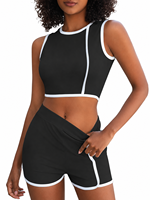 Ensemble de yoga OEM personnalisé pour femme, séchage rapide, short taille haute et crop top sans manches, idéal pour le fitness et le Pilates