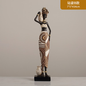Dropshipping Shopify, Estatua de Resina de Mujer Tribal Africana Vintage, Decoración Exótica para el Hogar, Sala de Estar, Entrada - Product Image 3