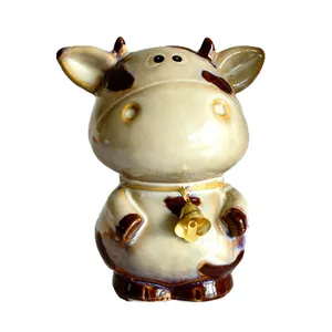 Money Container Unique Birthday New Year Gift Animal Cow Ceramic Money Bank Coin Bank for Boys Girls