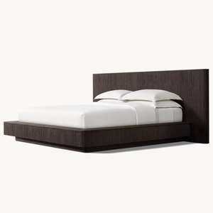 Letto <span class=keywords><strong>a</strong></span> pannello allungato Mulholland RH in rovere bianco massiccio intagliato, letto <span class=keywords><strong>a</strong></span> piattaforma King Size, mobili per camera da letto villa - Product Image 6