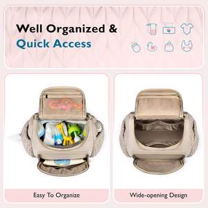 <span class=keywords><strong>ADELE</strong></span> Sac à dos de voyage élégant pour bébé Petit sac à dos à couches avec poches isolées Coussin à langer Sangles de poussette Fermeture à glissière - Product Image 4