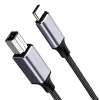 Kabel transmisi Data Tipe C ke USB B 2.0 pria, kecepatan tinggi kabel Printer Data jaket nilon dikepang untuk pemindai Label Printer Plotter