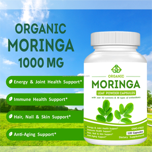 Capsules de feuilles et de poudre de Moringa Oleifera biologiques OEM pour le soutien immunitaire des adultes, 60 unités - Product Image 3
