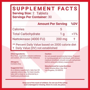 Suppléments de sélénium de haute qualité Extrait naturel de <span class=keywords><strong>natto</strong></span> Bromélaïne et curcumine 4000Fu <span class=keywords><strong>Nattokinase</strong></span> Comprimés pour la santé - Product Image 2