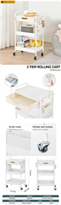 Chariot de rangement multi-usages à 3 niveaux avec tiroir, OEM/ODM, pour panneaux perforés, idéal pour le bricolage - Product Image 5