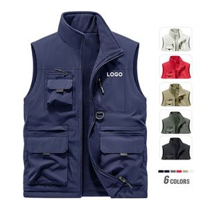 Nueva Marca de Chalecos para Hombre con Logotipo Personalizado, Chaleco Grueso de Terciopelo sin Mangas para Invierno, Chaleco Multibolsillos para Hombre y Mujer - Product Image 3
