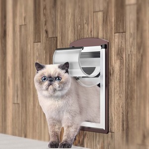 <span class=keywords><strong>Porte</strong></span> pour animaux <span class=keywords><strong>de</strong></span> compagnie en fer rectangulaire classique à double rabat magnétique verrouillable et durable avec cadre intérieur pour chats et chiens, utilisation en extérieur - Product Image 6