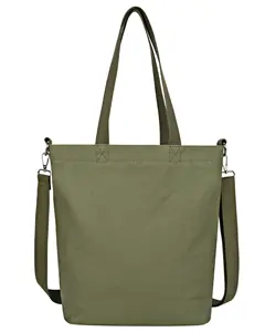 oem customized canvas bags with custom printed logo green canvas shoulder tote bag reusable tote canvas bag
