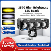Fabricante de Faros LED OEM, Faro Delantero para Motocicleta de 4 Lentes, 30W, Bicolor, Luz Alta y Baja, IP67 Impermeable, 3570K, Lámpara de Repuesto para Bicicleta Eléctrica y Scooter