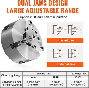 Mandrin de tour en acier à 3 mors avec mors rigides solides pour centre d'usinage hydraulique et de perçage, mandrin à 3 mors, mandrin 3C - Product Image 1