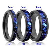 Bague nébuleuse en tungstène noir, bague de couple