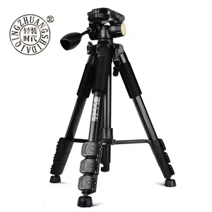 Q111 Chuyên Nghiệp Tripod 57.5 ''Giá Rẻ Nhôm Video Dslr Máy Quay Phim Chất Lỏng Tripod Head Điện Thoại Chủ 360 Tripod Cho Hoàn Thiện