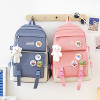 Sac à Dos Imprimé LOGO Vente en Gros, Ensemble de Quatre Pièces Style Harajuku Coréen, Sac à Dos Grande Capacité de Cinq Pièces pour Étudiants